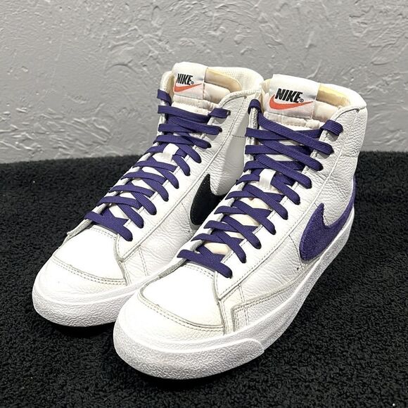 ?? NIKE Blazer Mid \'77 Vintage Leather SNEAKER Shoes White Purple Black Men Sz main image 4